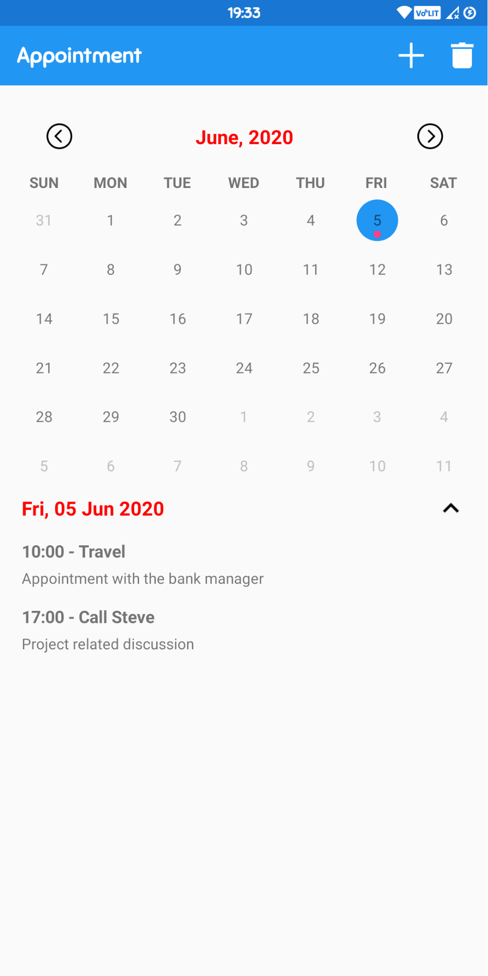 Appointments with Calendar
